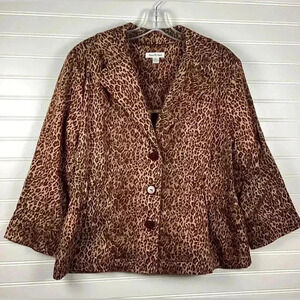 Joan Rivers 3/4 Sleeves Leopard Print BlazerSize Large